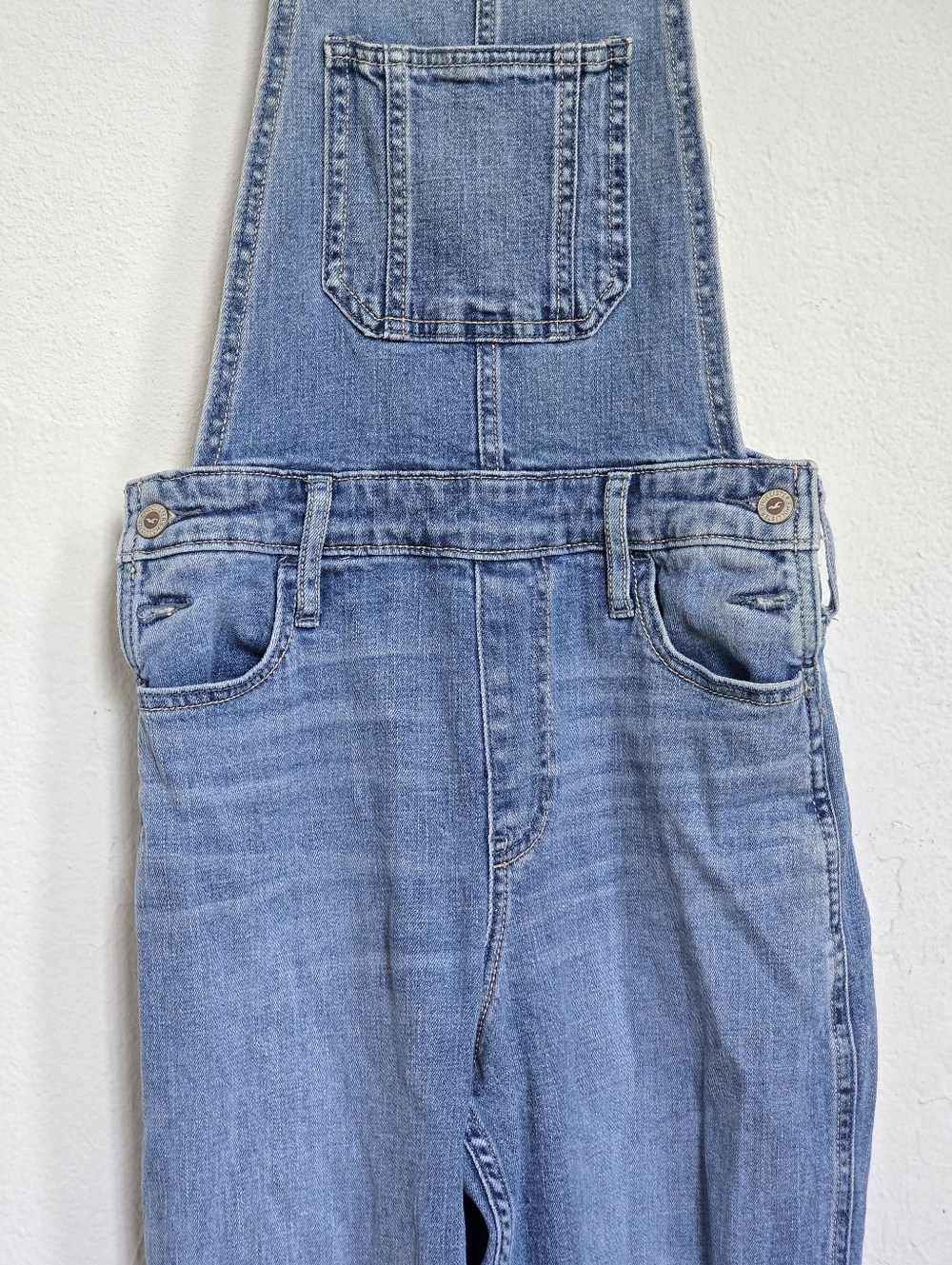 Hollister XS Distressed Denim Overalls Light Wash Skinny Fit - Picture 3 of 15